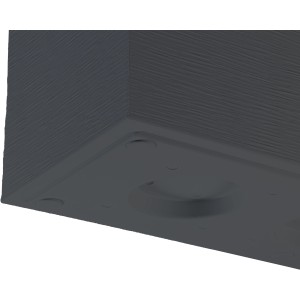 Detailaufnahme Unterseite Ondis24 Pflanzkübel Graphit, Anthrazit, mit Wasserspeicher.