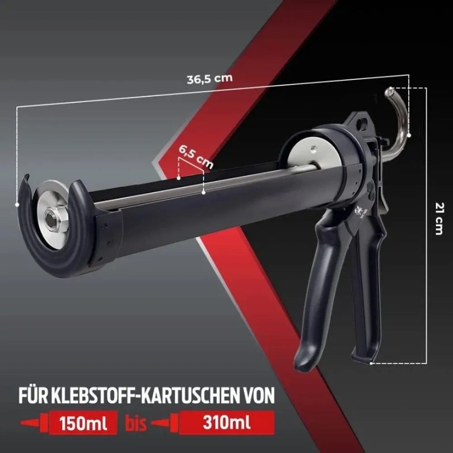 bestTools Profi Kartuschenpresse, 150-310ml Silikonpistole mit 5 Spitzen. Werkzeug zum Auspressen von Kartuschen.