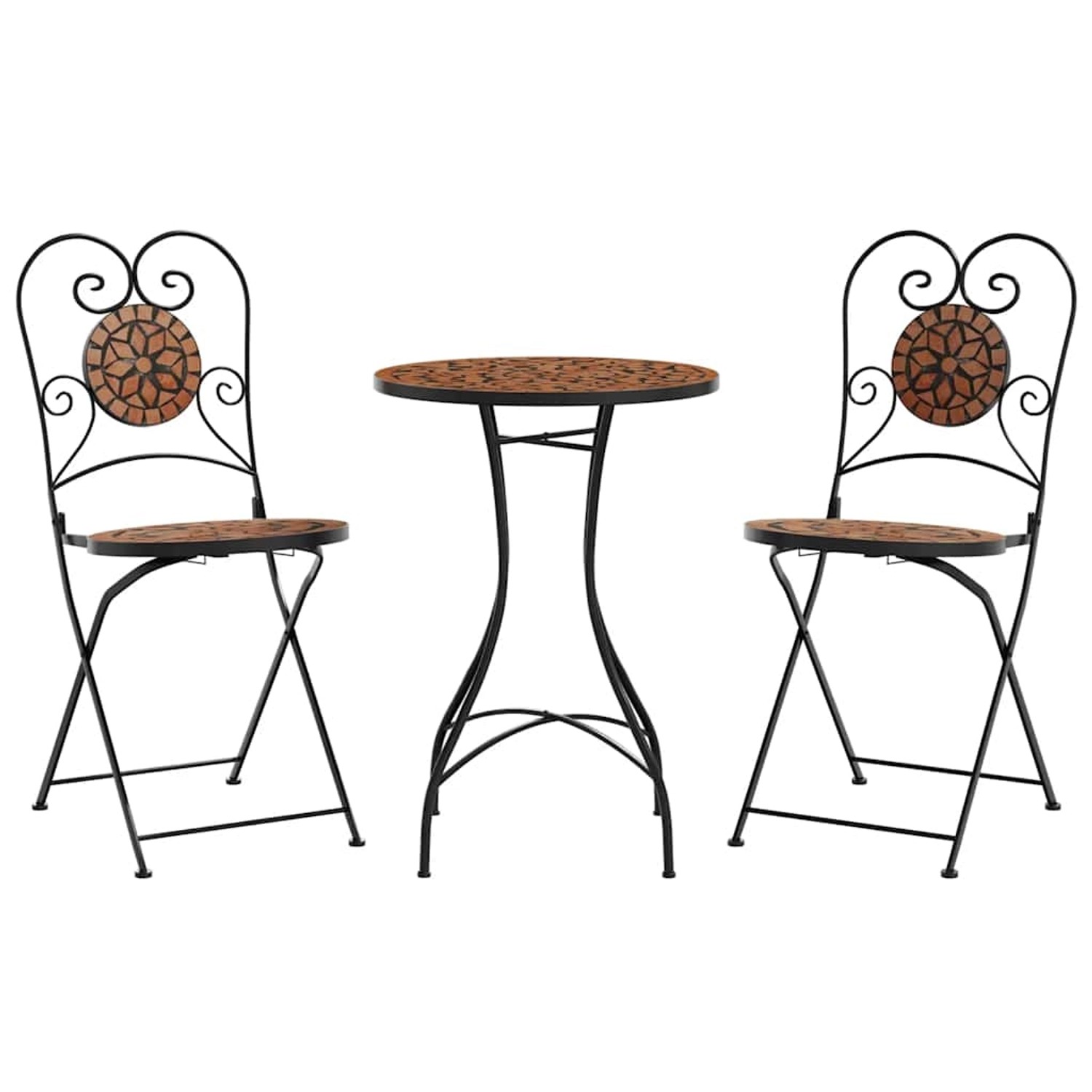 vidaXL Mosaik-Bistro-Set Terrakottarot Eisen und Keramik 3216352