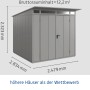 Ecostar Gerätehaus Elegant, Pultdach, Graualuminium, Doppeltür, Maße