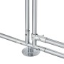 Detailaufnahme: Silbernes Freilaufgehege HLS25T, Stecksystem mit Rohren und Bodenplatte.