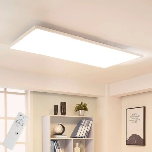 Dimmbares, weißes Arcchio LED Panel Arya mit Leselampe für das Arbeitszimmer.