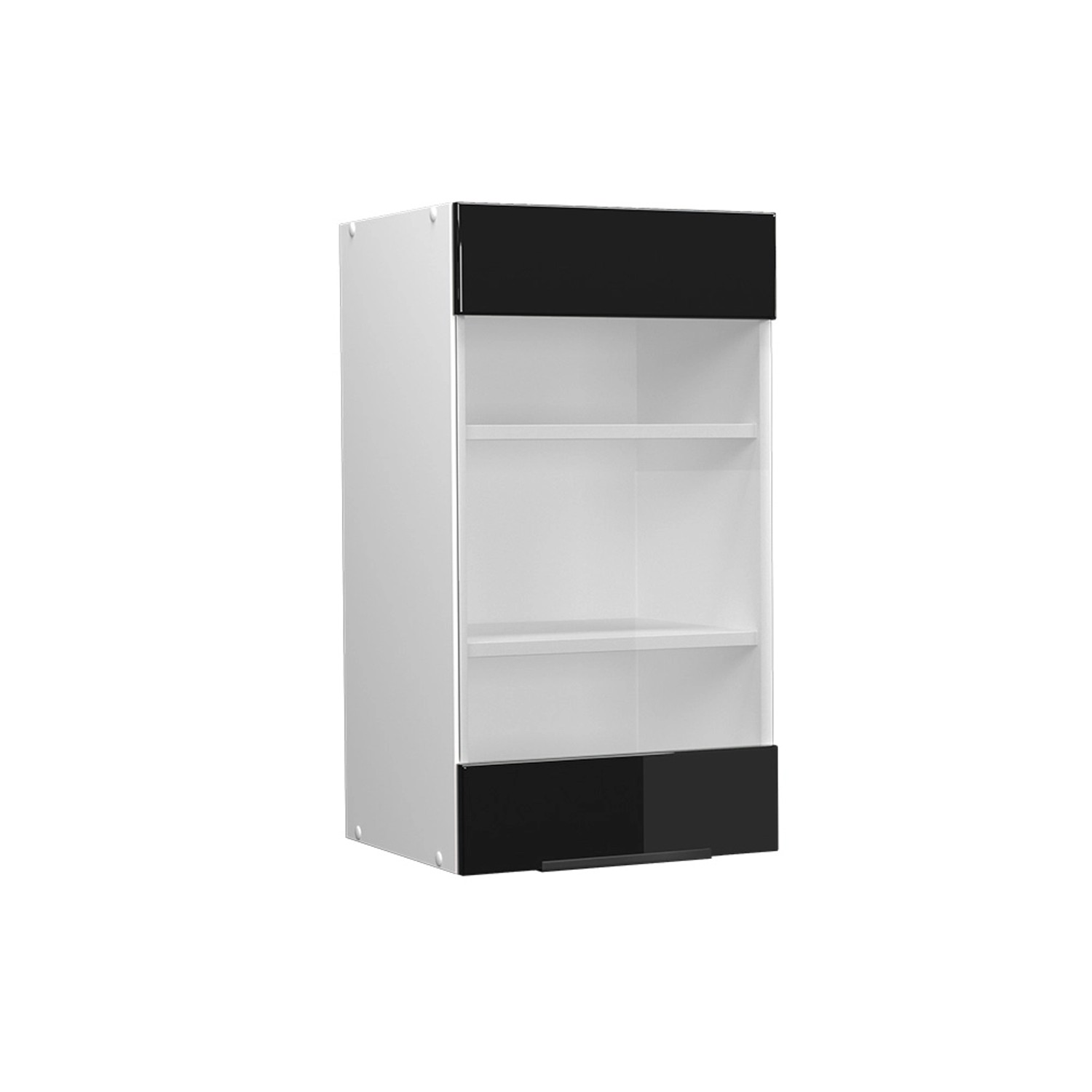 Thumbnail - Vicco Küchenglasschrank Fame-Line Glashängeschrank Schwarz Eiche Hochglanz/Weiß 40 cm
