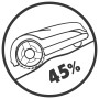 Robomow Mähroboter RK1000: Symbol für Steigfähigkeit bis 45%.