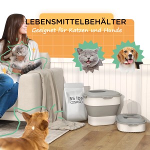 PawHut Futterbehälter, 25L, zusammenklappbar, mit Messbecher. Ideal zur Aufbewahrung von Hundefutter.
