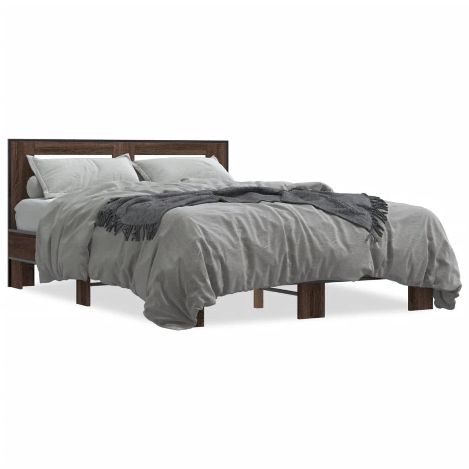 vidaXL Bettgestell Braun Eichen-Optik 120x190 cm Holzwerkstoff Metall 32801 günstig online kaufen