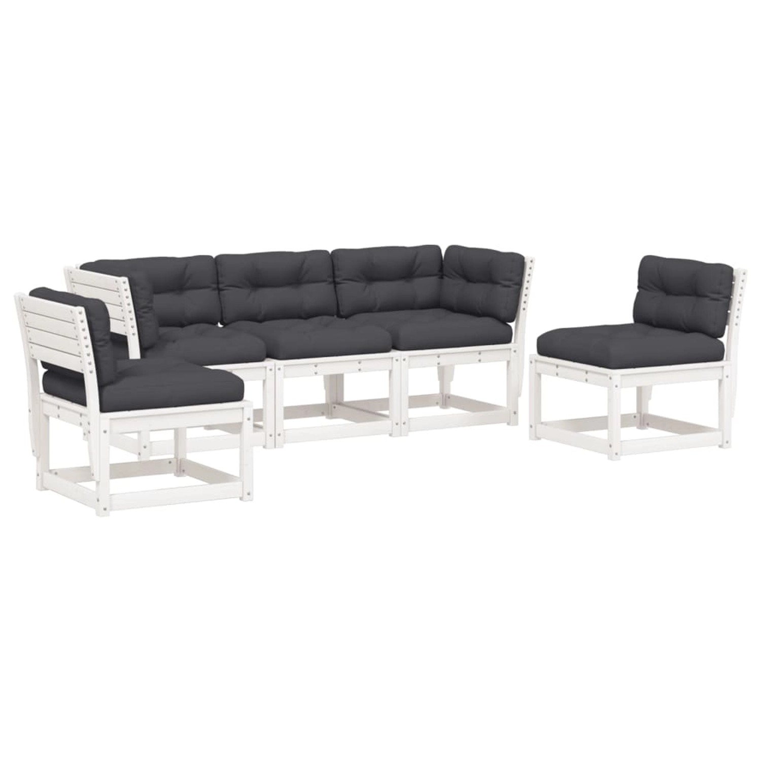 vidaXL 5-Tlg Garten-Sofagarnitur mit Kissen Weiß Massivholz Kiefer 3216976 günstig online kaufen