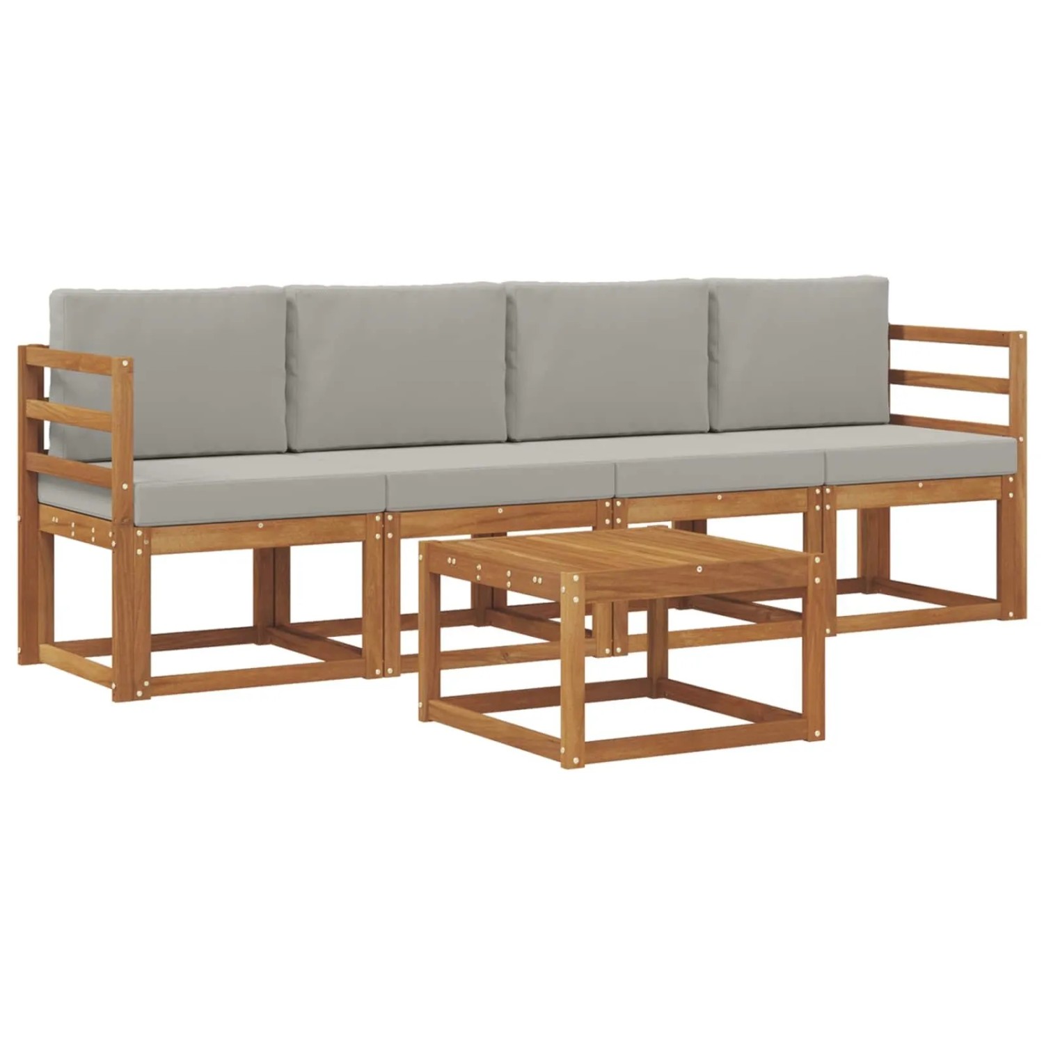 vidaXL Outdoor-Sofagarnitur mit Kissen 5 Stk Natur und Hellgrau 3365959