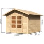 Karibu Holz-Gartenhaus Tyka, unbehandelt, mit Satteldach, 270x270 cm. Naturholz mit Doppeltür.