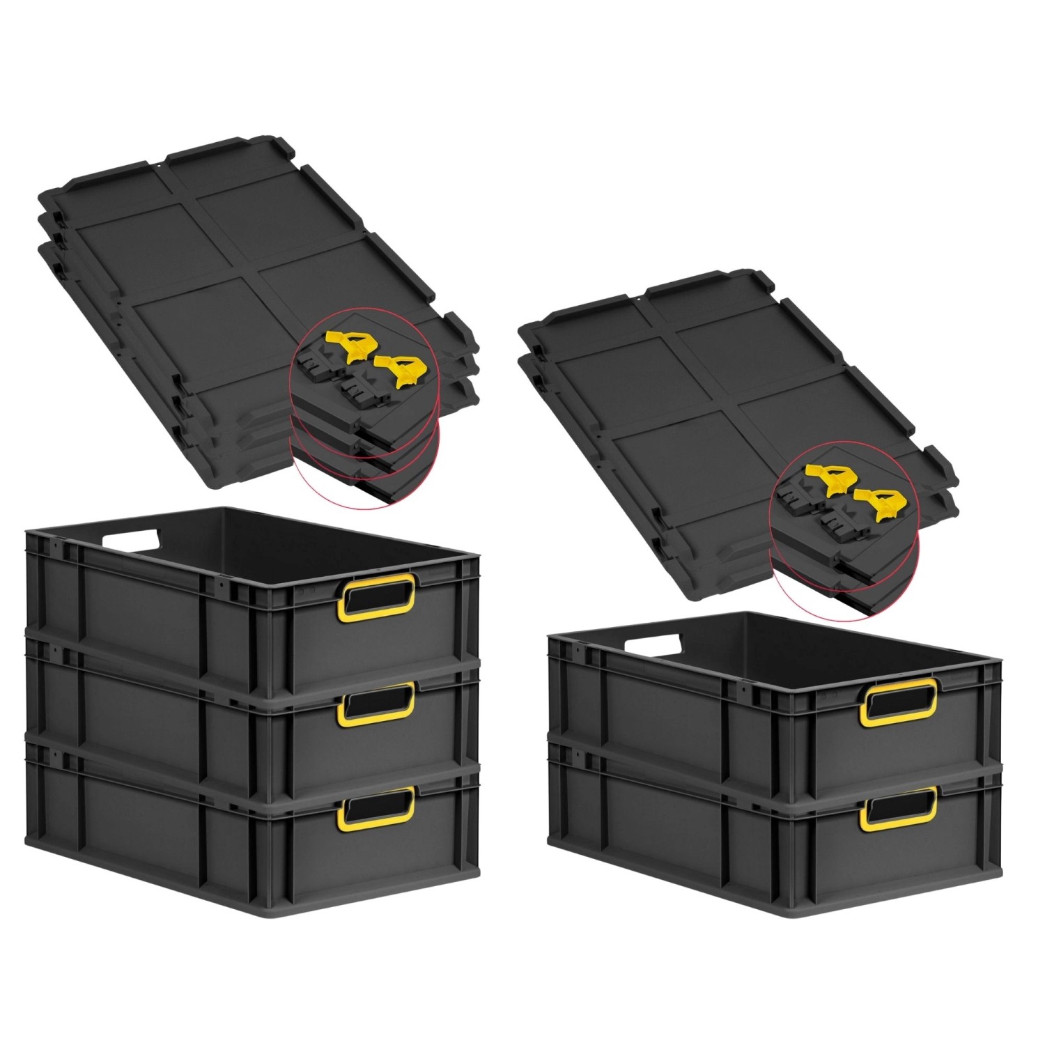 PROREGAL SuperSparSet 5x Eurobox Nextgen Color Mit Scharnierdeckel HxBxT 17 günstig online kaufen