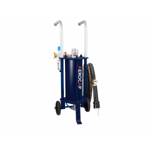 Mobiles AEROCAP 501 Set Plus Sandstrahlgerät, 4,5 L, blau, mit Rädern, Griffen und Schlauch für Kompressoren.