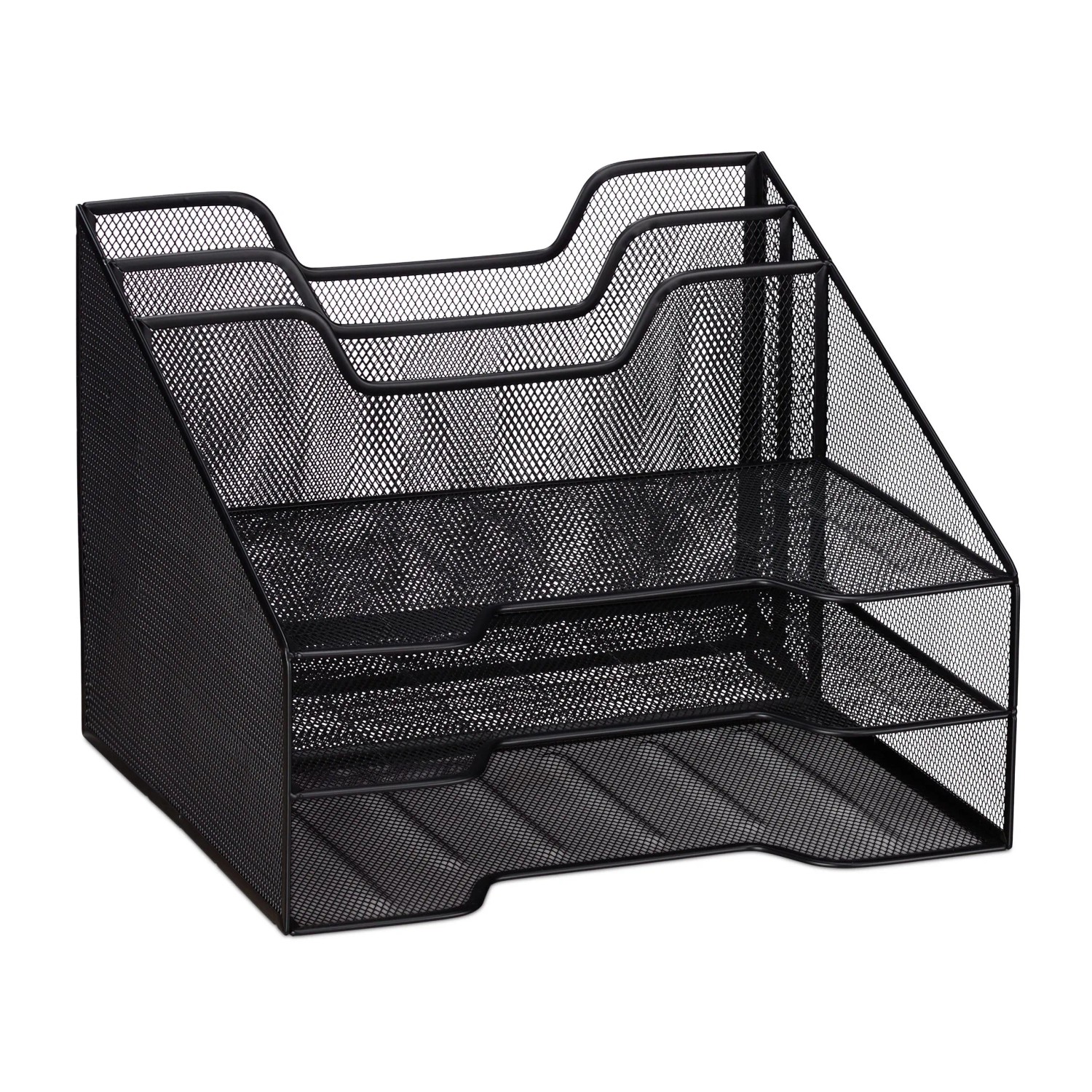 Relaxdays Dokumentenablage Stahl Schwarz 5 Fächer 24 cm x 32 cm x 29 cm 1,2 kg