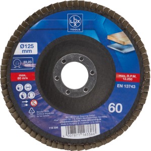 LUX Fächerschleifscheibe Multi Ø 125 mm, Körnung 60 für Winkelschleifer.