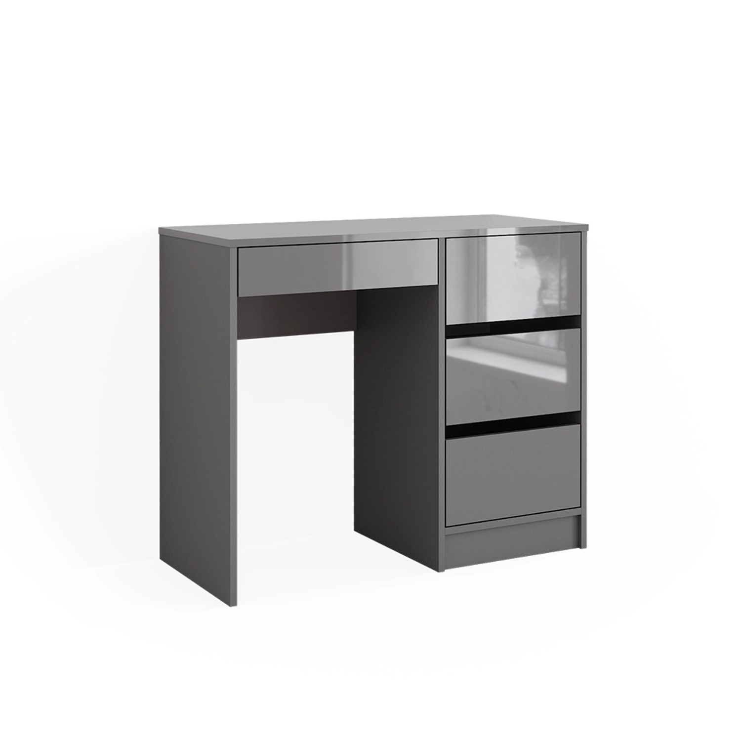Vicco Schminktisch Sherry Grau Hochglanz/Grau 90 cm mit 4 Schubladen