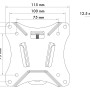 Technische Zeichnung der Schwaiger TV-Wandhalterung Fixed 1, Maße und Details für 25 kg TV.