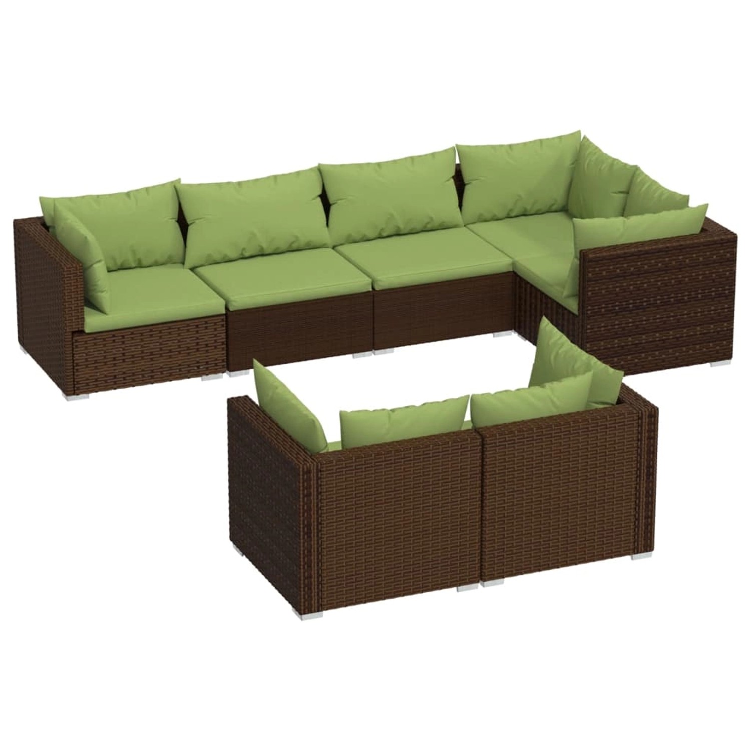 vidaXL 7-tlg Garten-Lounge-Set mit Kissen Braun Poly Rattan Modell 7 günstig online kaufen