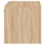 Wand-Nachttisch Sonoma-Eiche mit LED, 2er-Set. Schwebender Nachttisch aus Holzwerkstoff.