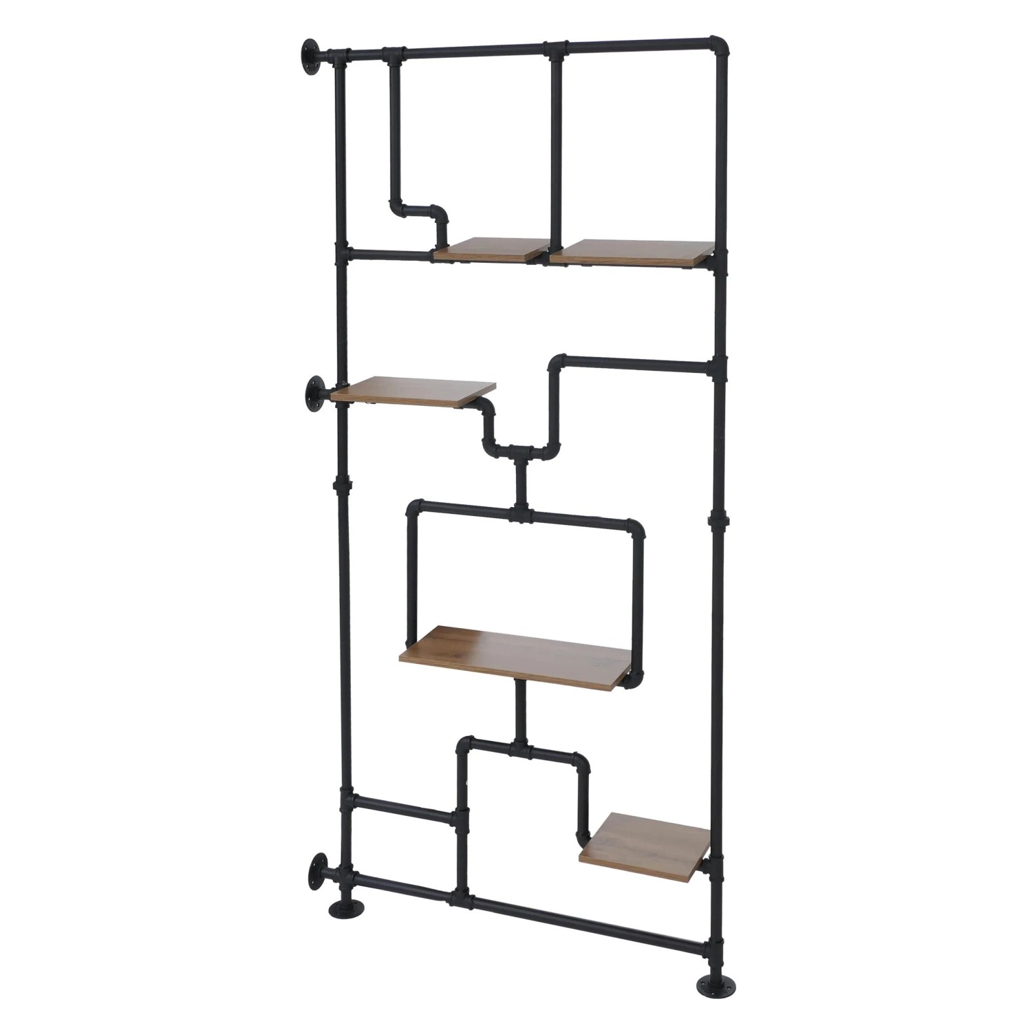 MCW Raumteiler Mit Regal P10 Industrial Metall Melamin 203x100x20cm Braun