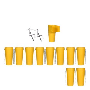 Haemmerlin Schuttrutschen-Set, 12-teilig, gelb: Trichter, Halterung, 10 Rutschen mit Ketten für Bauschutt.
