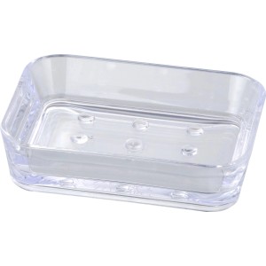 Transparente Wenko Seifenablage Candy aus Kunststoff für das Badezimmer.