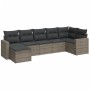 Graue 7-tlg. vidaXL Garten-Sofagarnitur aus Poly Rattan mit Kissen, Modell 4.