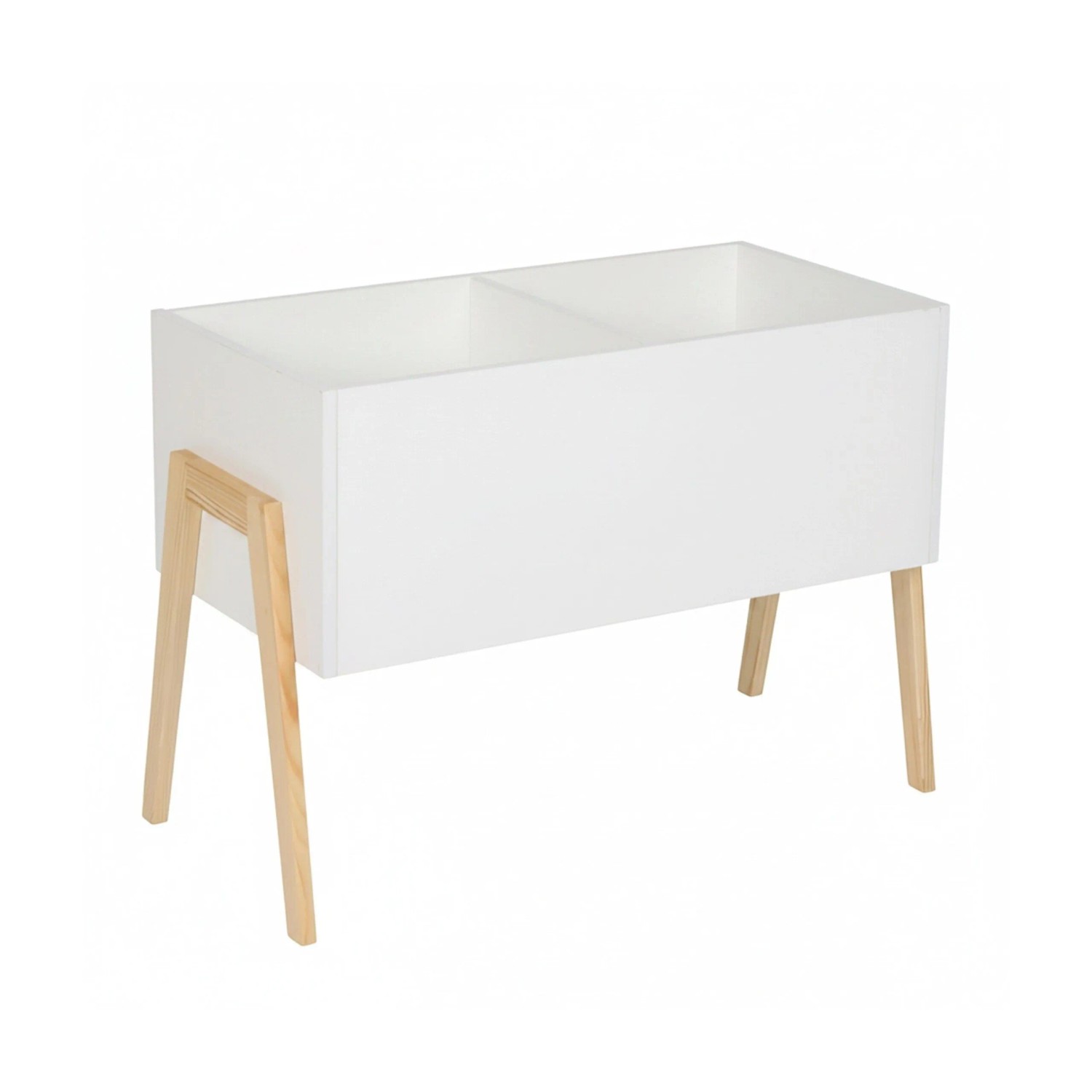 Relaxdays Kindertruhe Mdf Kiefernholz Weiß Mit Holzbeinen 45 Cm X 60 Cm X 30 Cm