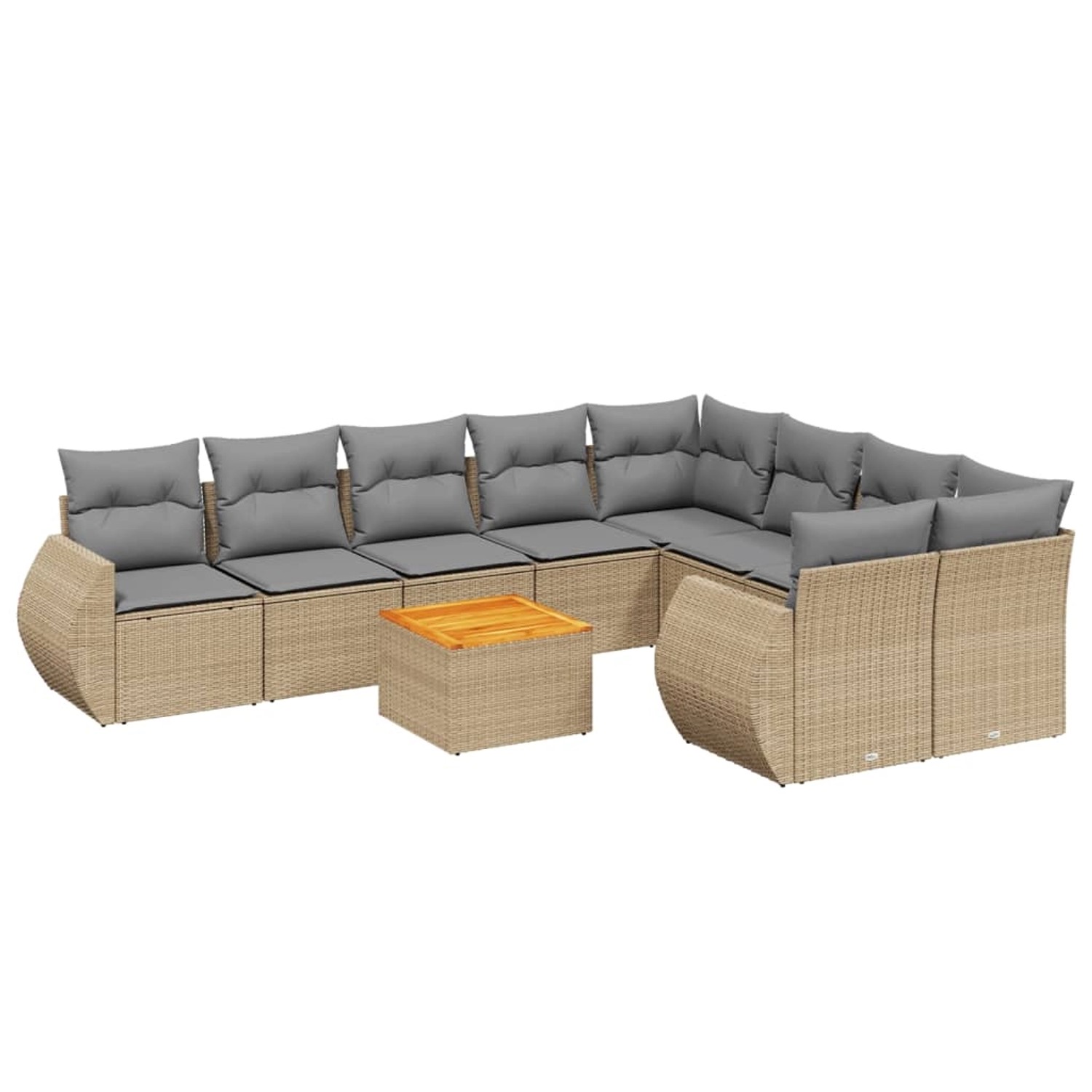 vidaXL 10-Tlg Garten-Sofagarnitur mit Kissen Beige Poly Rattan 3257494 günstig online kaufen