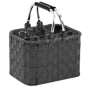 Kobolo Flaschenträger für 6 Flaschen, geflochtenes Nylon in Schwarz-Weiß mit Tragegriffen.