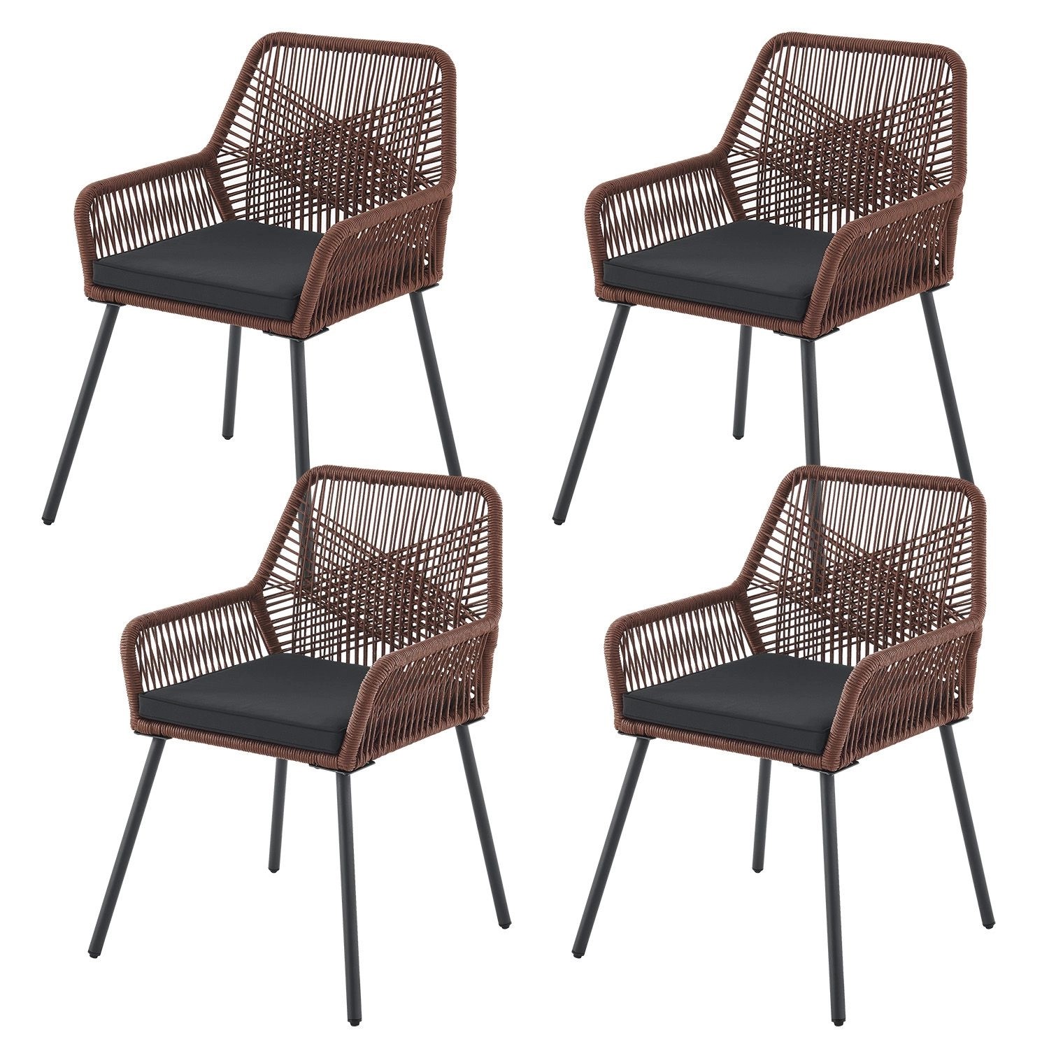 Juskys Rope Gartenstühle Kastos 4er Set Dunkelbraun günstig online kaufen