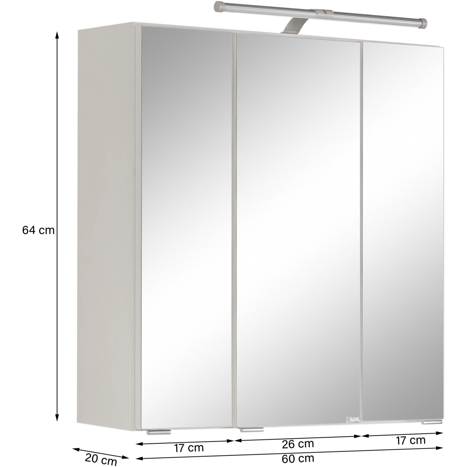 Held Möbel 3D-Spiegelschrank Molina, 60 cm, Weiß, mit LED-Leuchte. Badezimmerschrank für mehr Stauraum.