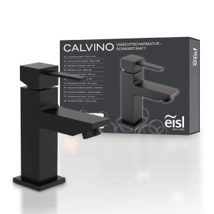 Eisl Waschtischarmatur Calvino, schwarz matt. Moderne Badarmatur für Waschbecken.