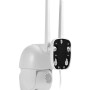 Weiße Technaxx Mini PT Outdoor-Kamera TX-390 mit zwei Antennen für flexible Videoüberwachung im Außenbereich.