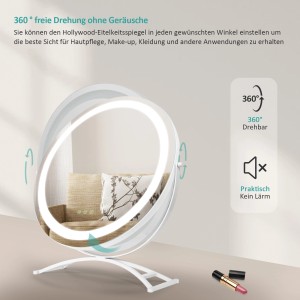 Runder, dimmbarer Kosmetikspiegel mit LED-Beleuchtung und 3 Farbtemperaturen, 40 cm.