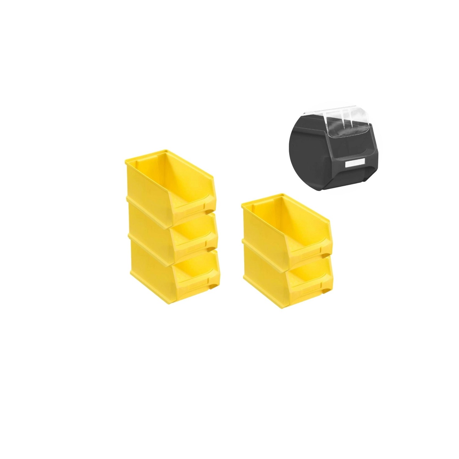 SparSet 5 x Gelbe Sichtlagerbox 3.0 Mit Abdeckung HxBxT 12,5 x 14,5 x 23,5 cm 2,8 Liter Sichtlagerbehälter Sichtlagerkas...