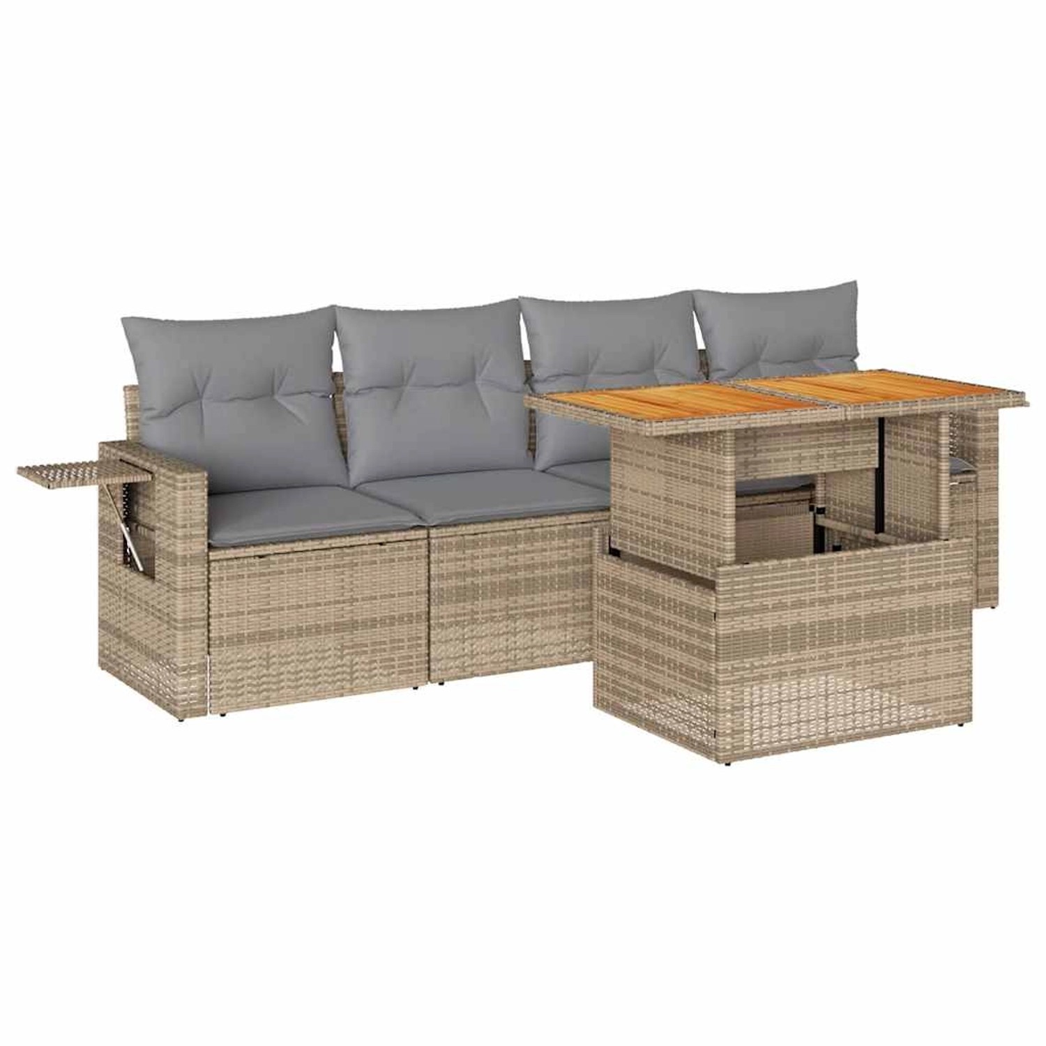 vidaXL 5-Tlg Garten-Sofagarnitur mit Kissen Beige Poly Rattan 3327097 günstig online kaufen