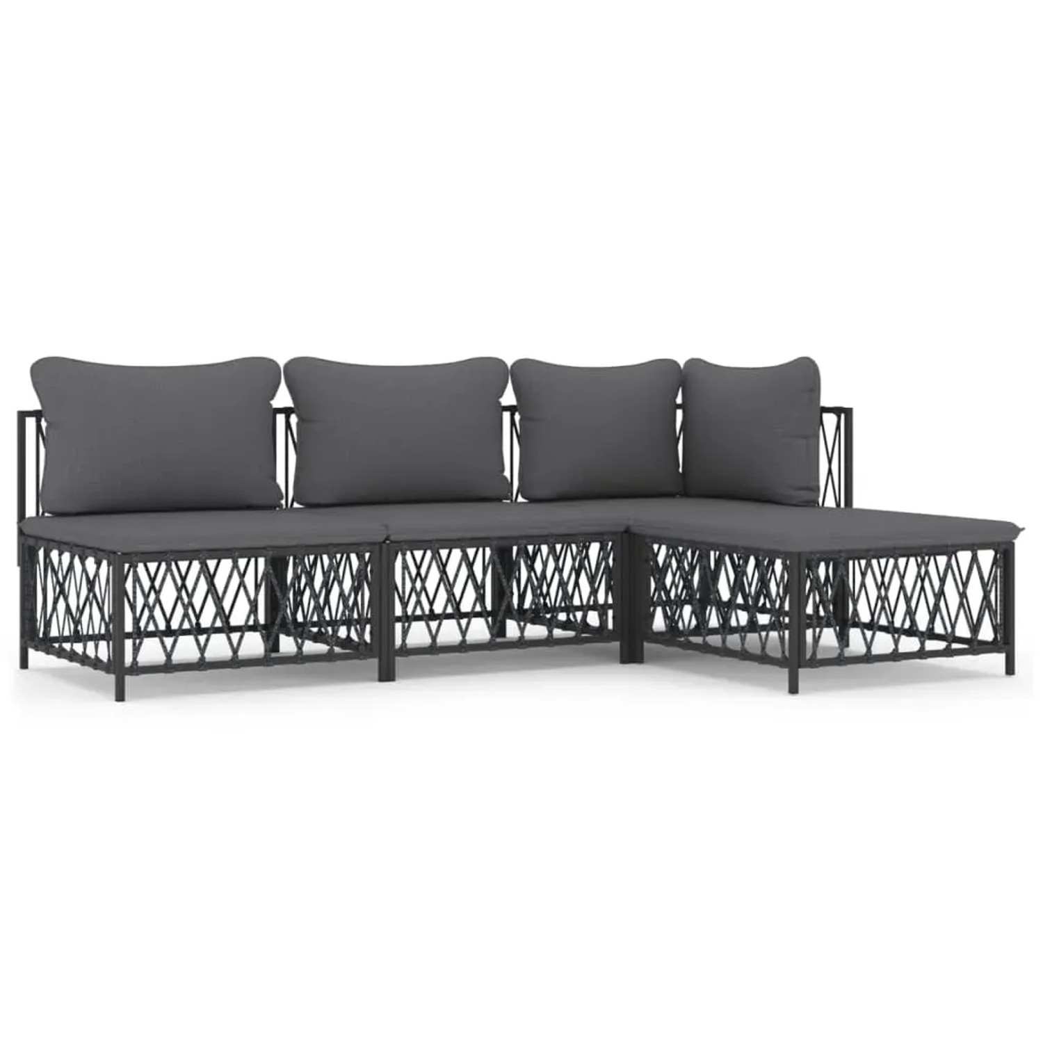vidaXL 4-Tlg Garten-Lounge-Set mit Kissen Anthrazit Stahl 3186853