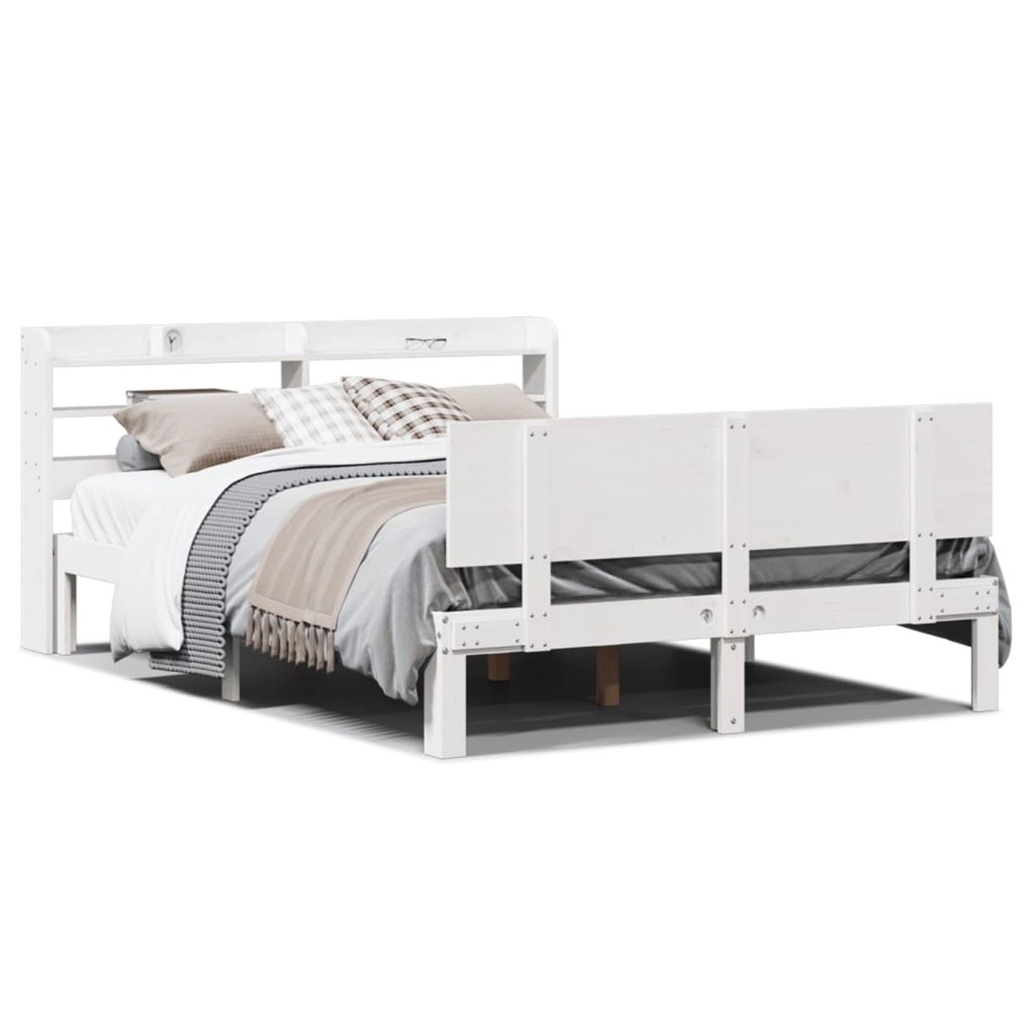 vidaXL Bettgestell mit Kopfteil ohne Matratze Weiß 160x200 cm 3306832 günstig online kaufen
