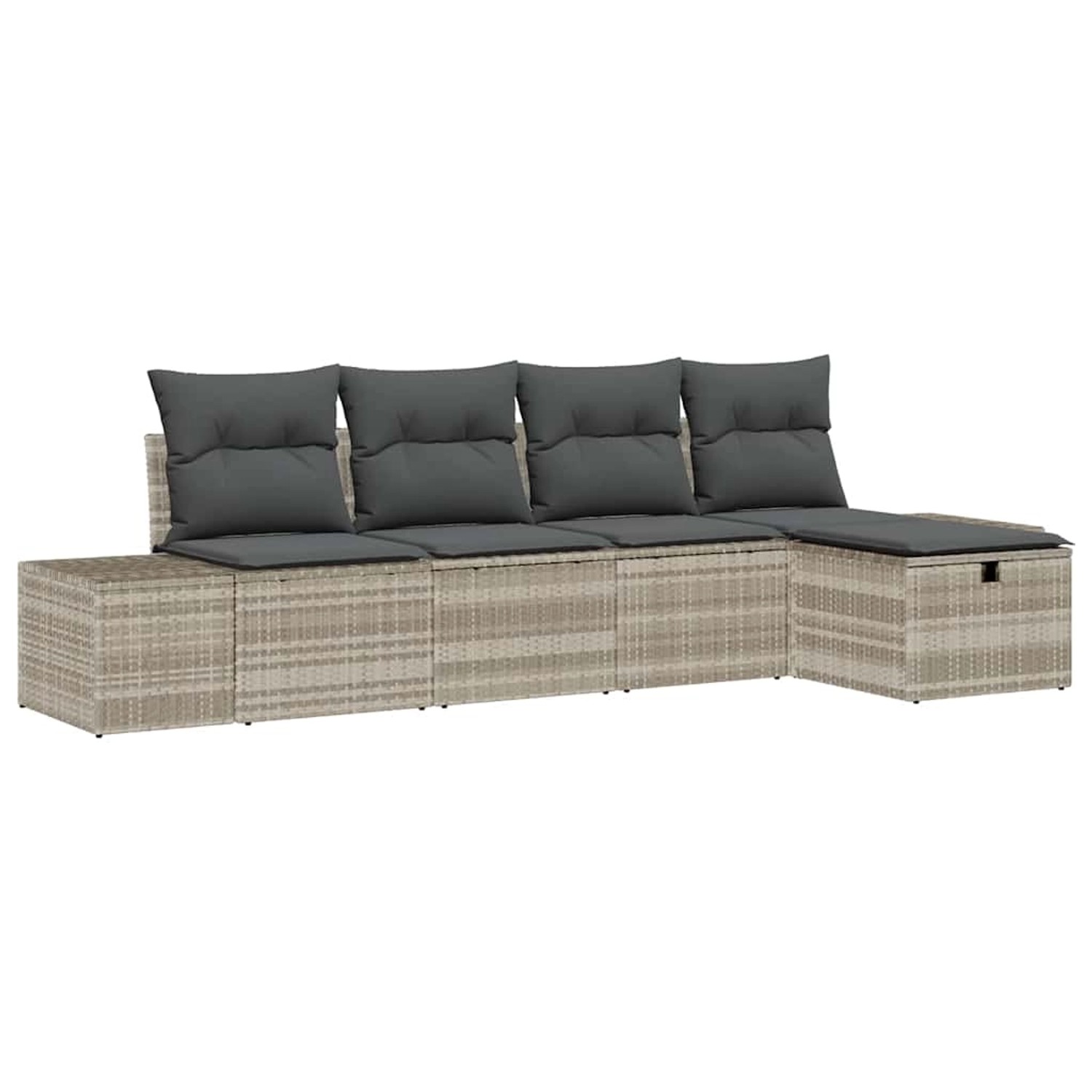 vidaXL Garten-Sofa-Set mit Kissen 5-Tlg Hellgrau Poly Rattan 3359361 günstig online kaufen