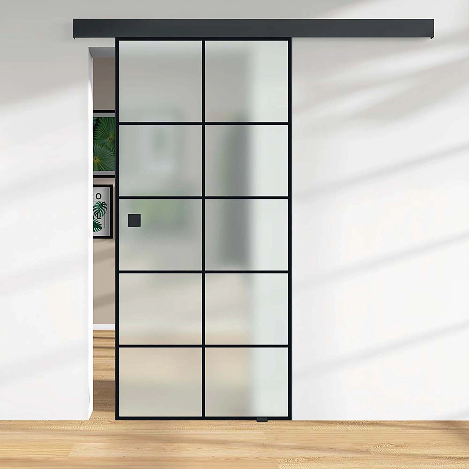 Glasschiebetür ESG Floatglas satiniert Siebdruck 76/29 Black 2.060 x 940 x günstig online kaufen