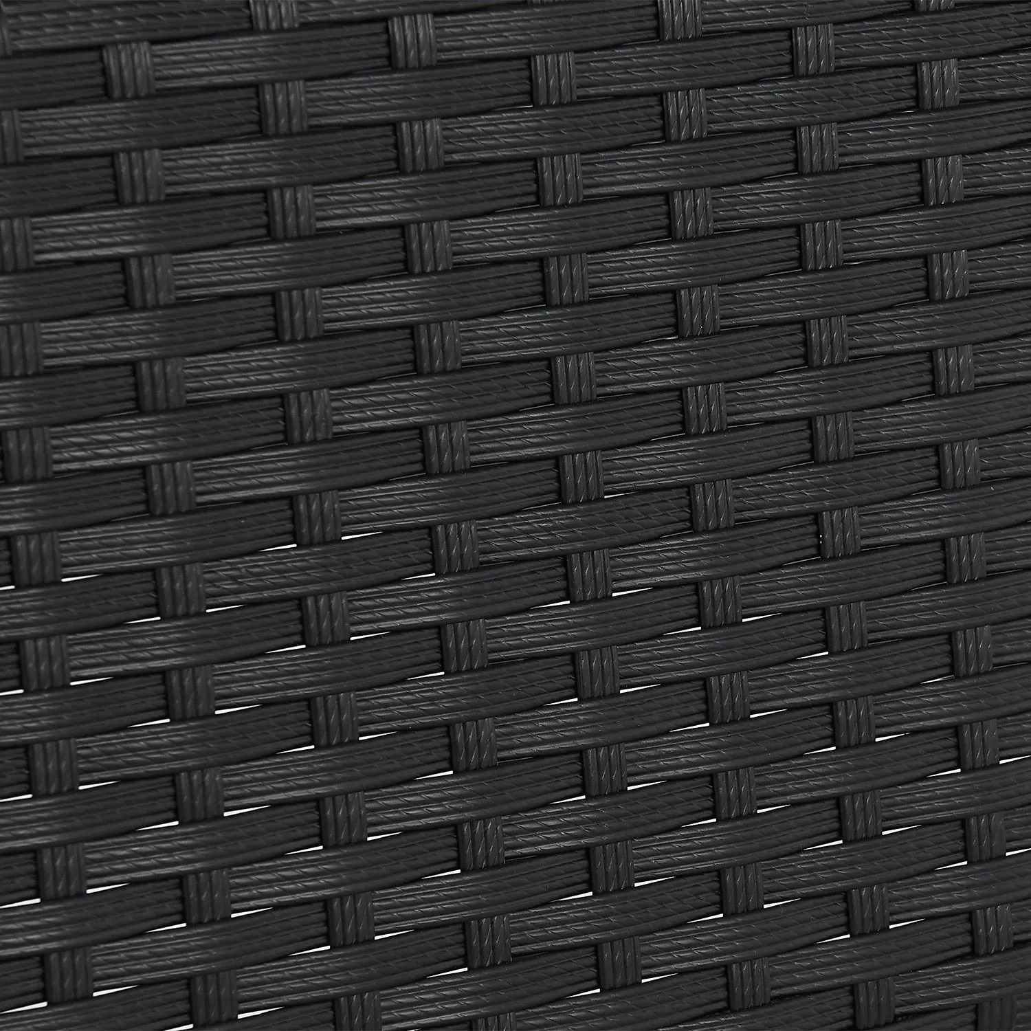 Detailaufnahme des schwarzen Polyrattan-Geflechts vom Juskys Gartentisch Yoro.