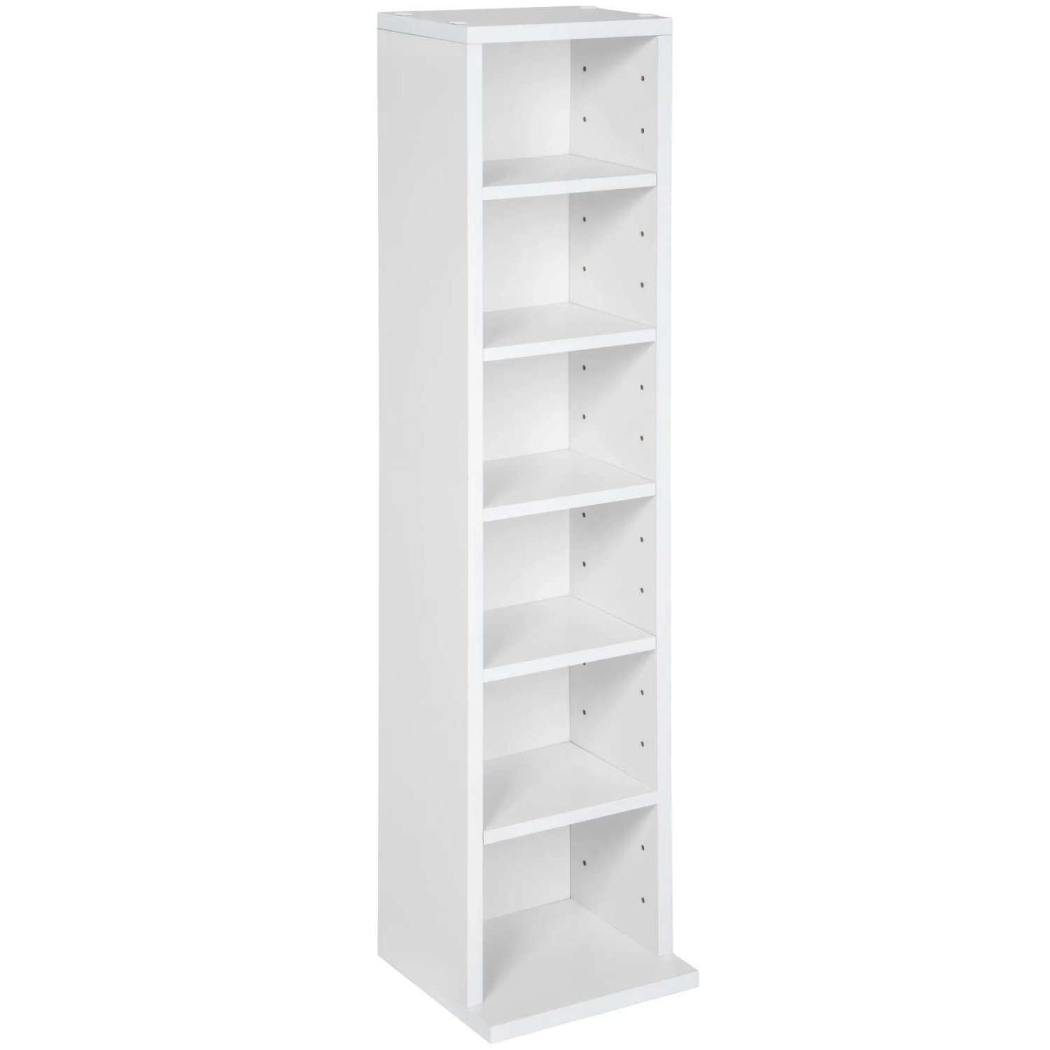 Tectake Cd Dvd Regal Juliane In Holzoptik 6 Fächer  20 x 21 x 90 cm Weiß