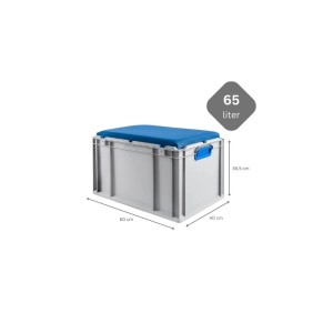 SparSet: Blaue Sitzbox Eurobox NextGen, 65 Liter, 40x60x36,5cm, mit Griffen. Aufbewahrungs- und Transportbox.