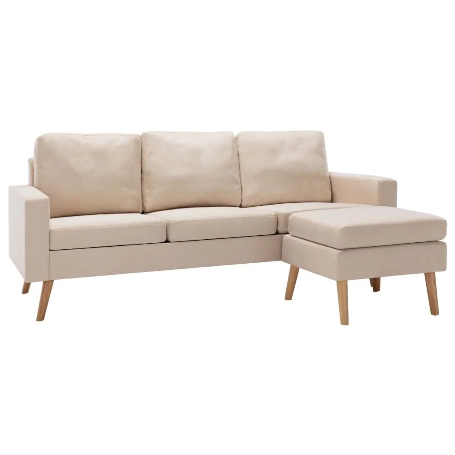 vidaXL 3-Sitzer-Sofa mit Hocker Creme Stoff 288726 günstig online kaufen