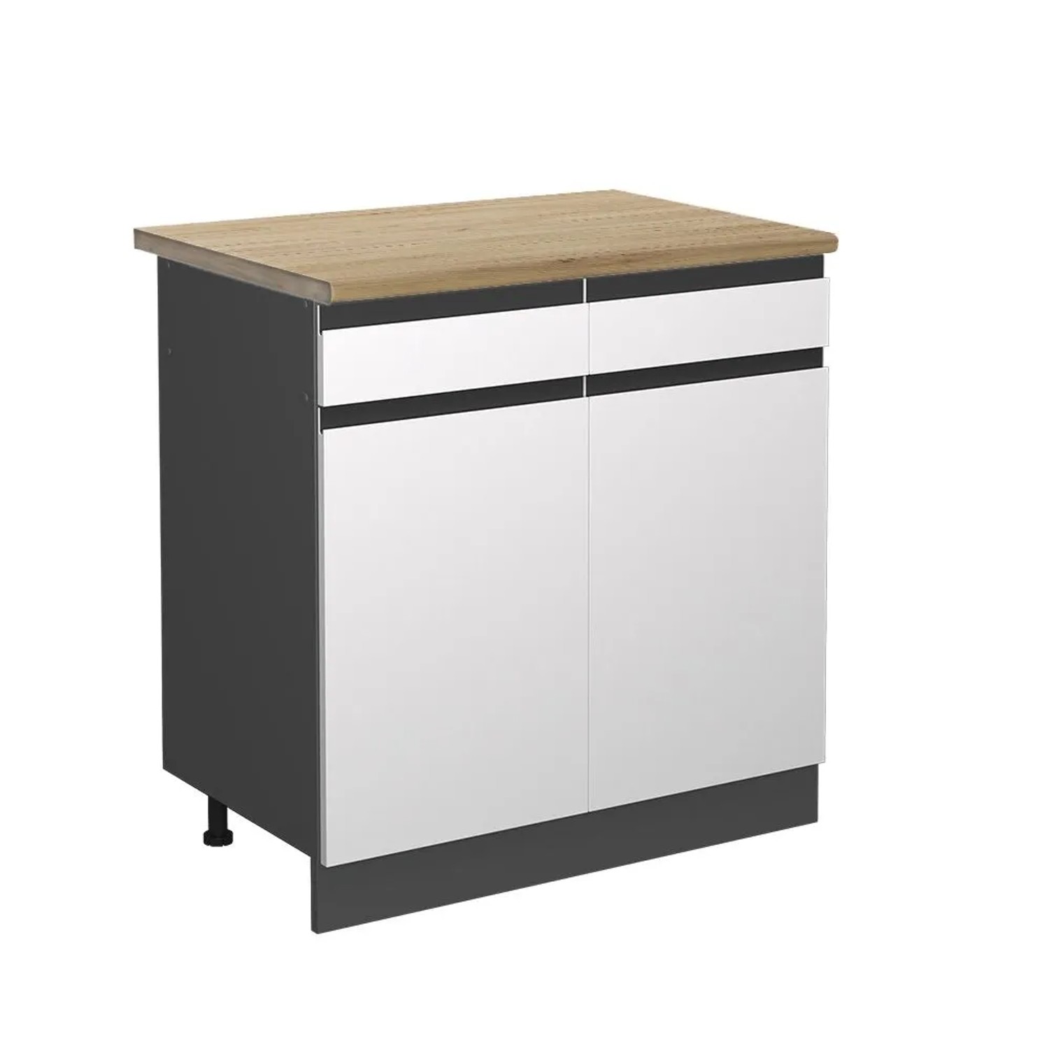 Vicco Küchenunterschrank R-Line Schubladenschrank für die Küche Weiß Anthrazit 80 cm J-Shape AP Eiche