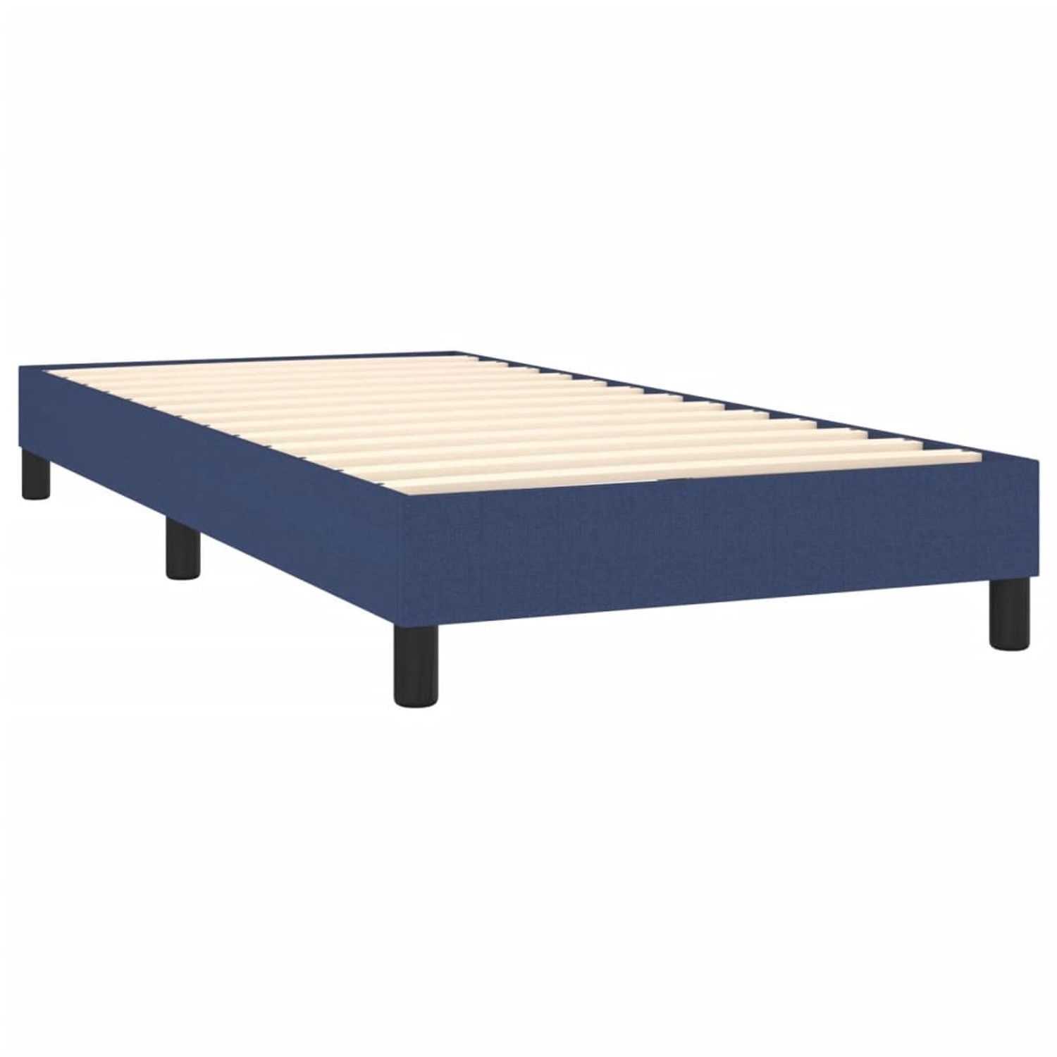 Blaues vidaXL Boxspringbett 100x200 cm mit Stoffbezug und Lattenrost.