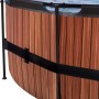 Detailansicht des runden EXIT Wood Pools (ø 488 cm) mit Holzoptik und Stahlrahmen.