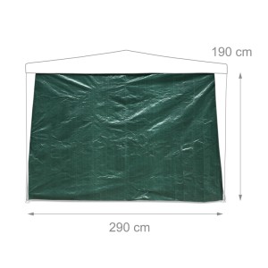 Relaxdays Pavillon Seitenteile 2er Set PE Folie Grün Wasserabweisend Sichtfenster 190 cm x 290 cm x 0,5 cm 0,4 kg