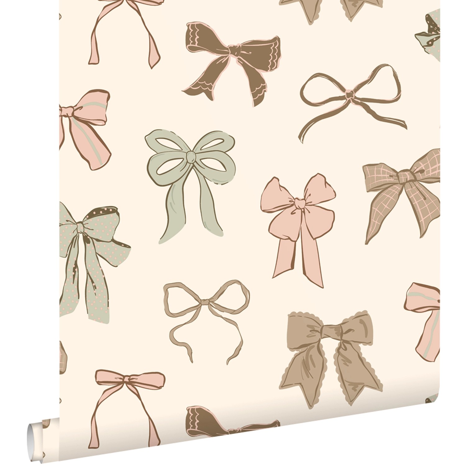 ESTAhome Tapete Kleine Schleifen Grün Rosa Und Braun 50 X 900 Cm 131469 günstig online kaufen