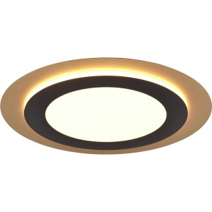 Moderne LED Deckenleuchte Morgan, 42W, schwarz-gold, Ø 45cm. Runde Form, warmweißes Licht.