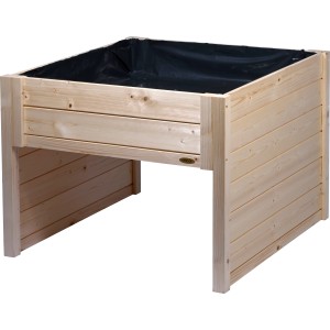 Dobar Mährobotergarage mit Pflanzkasten aus Kiefernholz, naturbelassen.